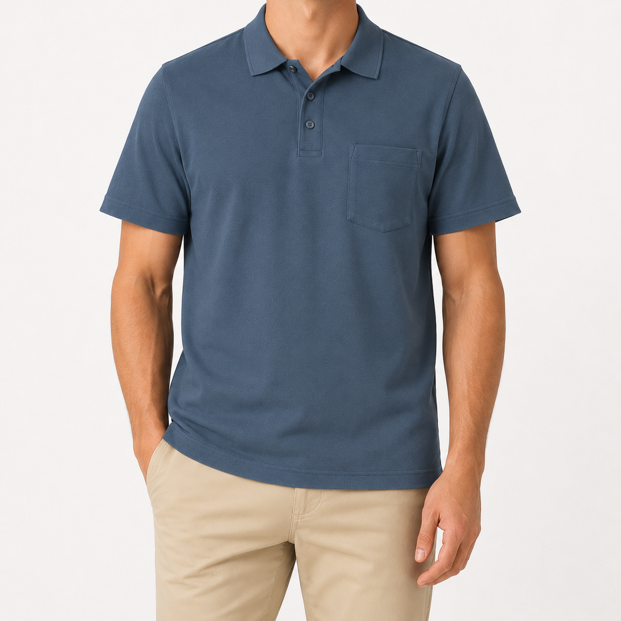 Steel Blue men's pocket polo