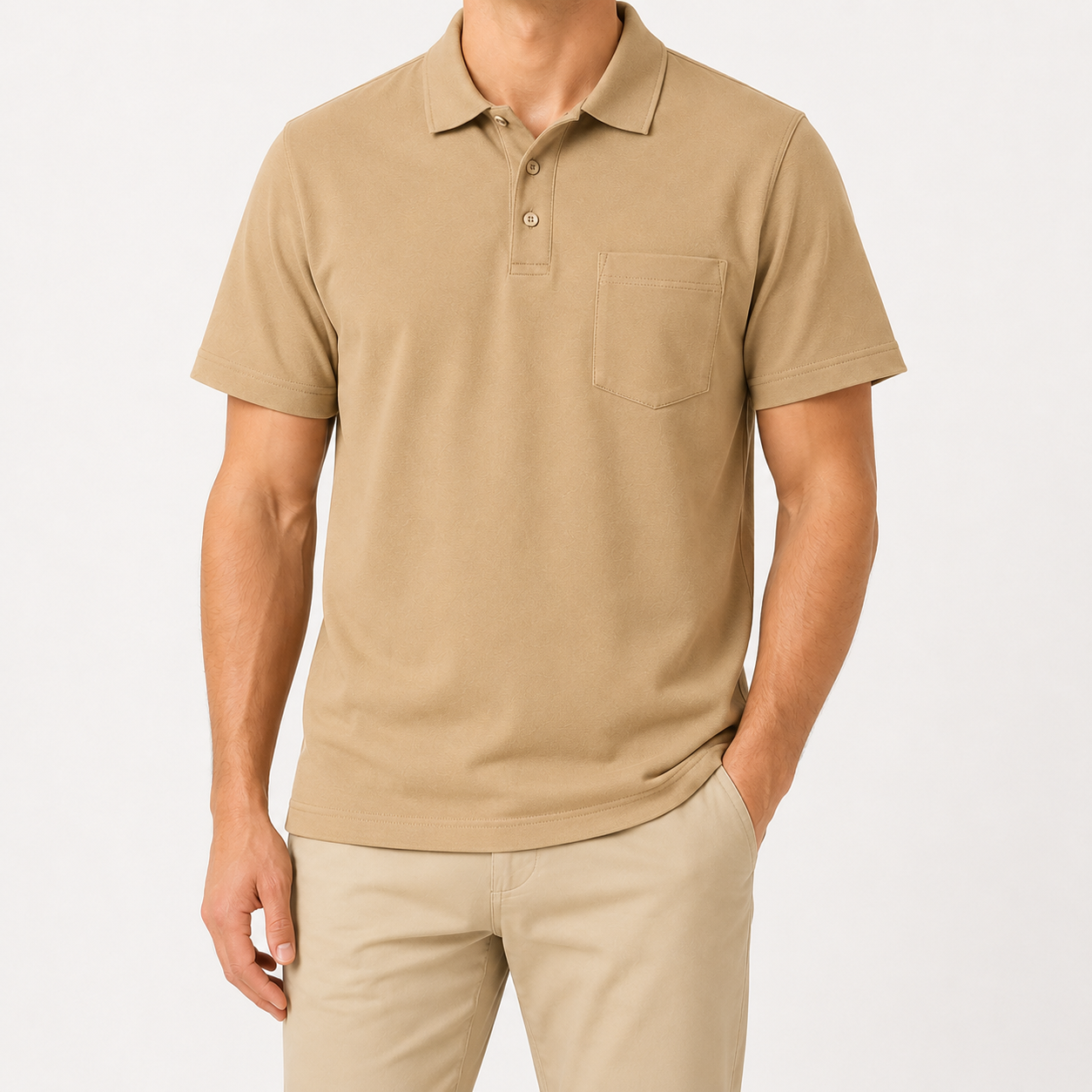 Desert Sand men's pocket polo