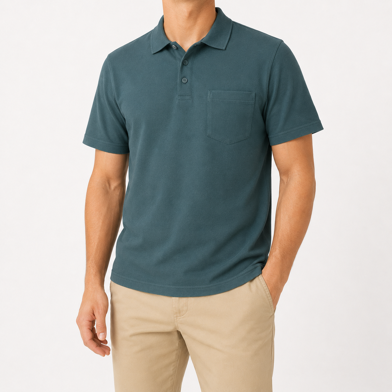 Slate Teal men's pocket polo