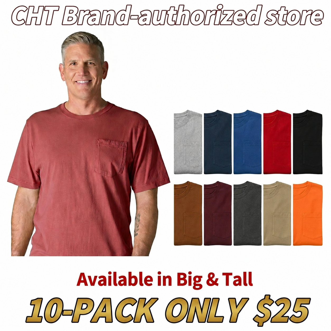 🔥Last Day Promotion! Men's Loose Fit Heavyweight Short-Sleeve Pocket T-Shirt (Also Available in Big & Tall)