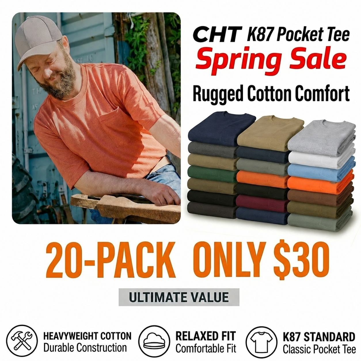 🔥Last Day Promotion! Men's Loose Fit Heavyweight Short-Sleeve Pocket T-Shirt (Also Available in Big & Tall)
