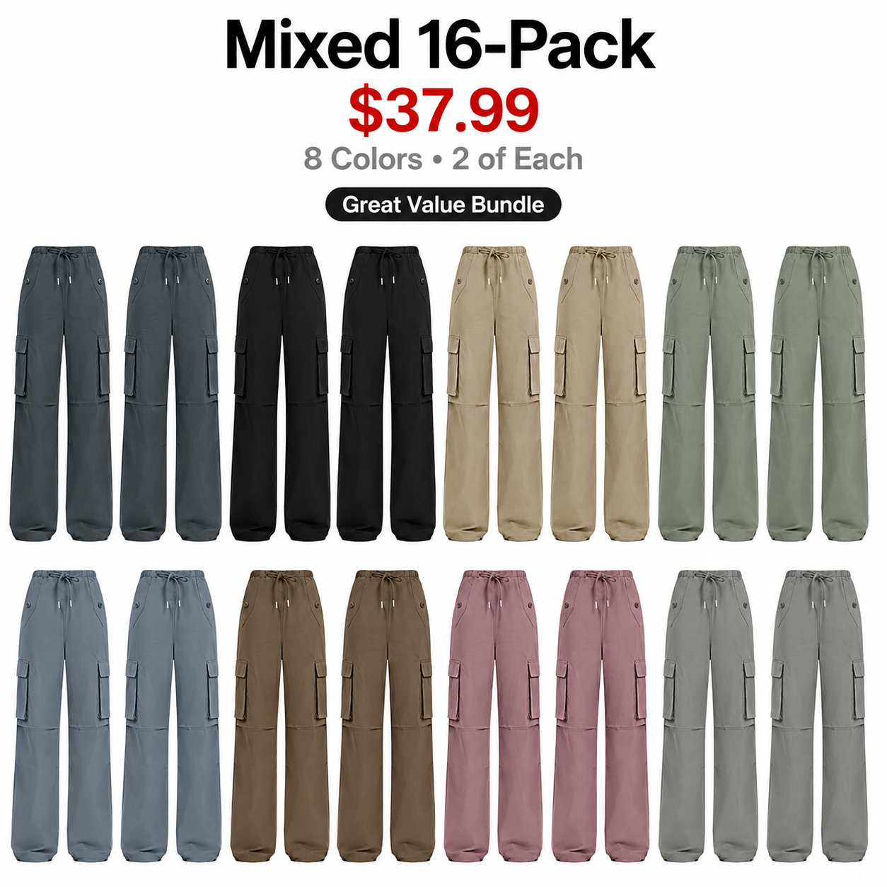 Women's cargo pants, low-rise parachute pants with pockets, Y2K-style loose hiking pants