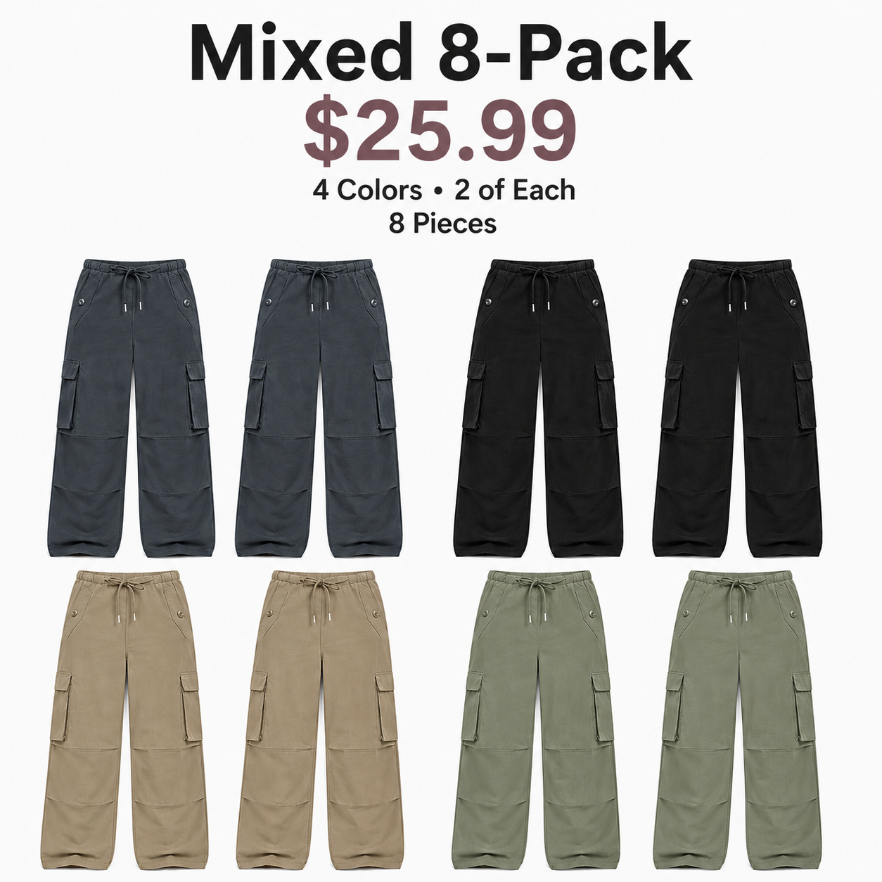 Women's cargo pants, low-rise parachute pants with pockets, Y2K-style loose hiking pants