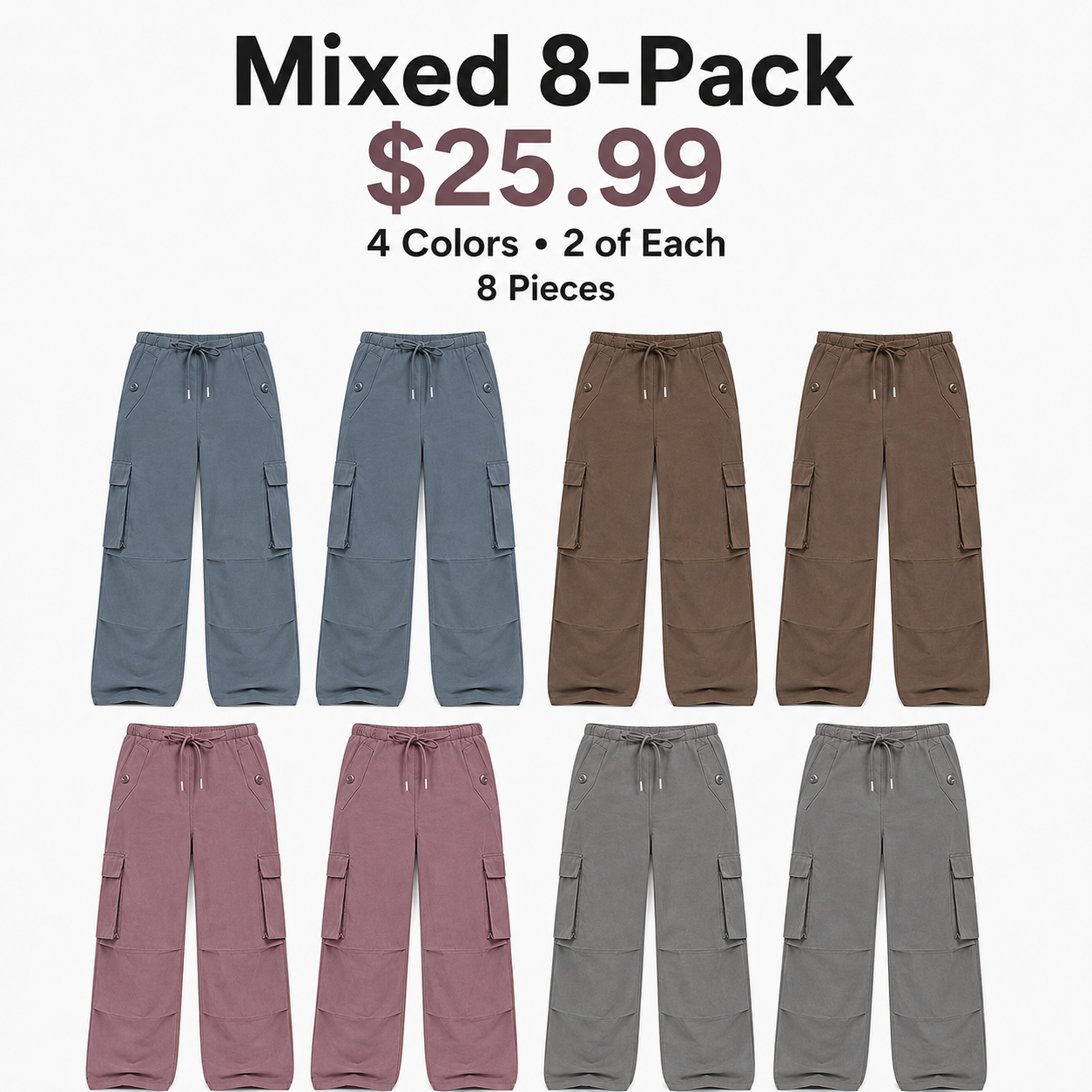 Women's cargo pants, low-rise parachute pants with pockets, Y2K-style loose hiking pants