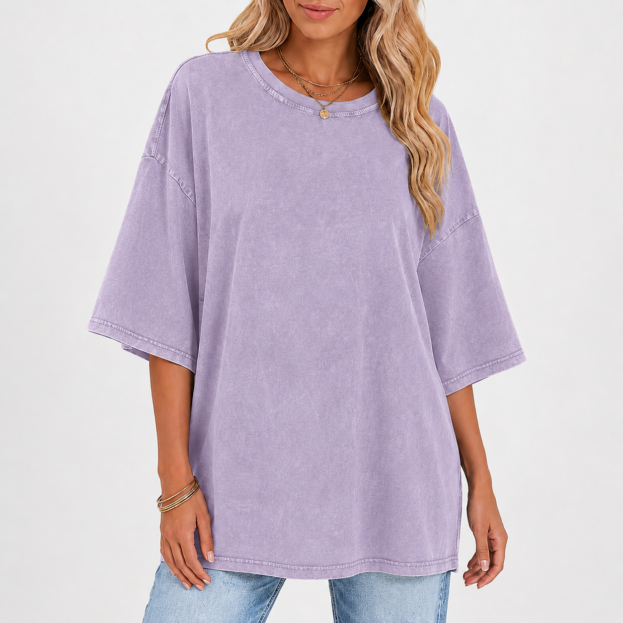 Vintage Lavender oversized washed crew neck T-shirt