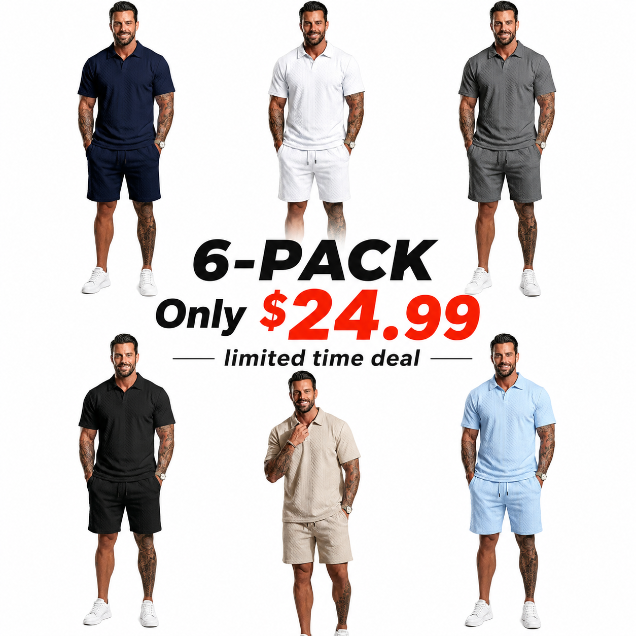 Men's Solid Polo Shirt & Drawstring Waist Shorts Set Cozy Breathable Two-piece Outfits for Daily Outdoor Wear Menswear Suits