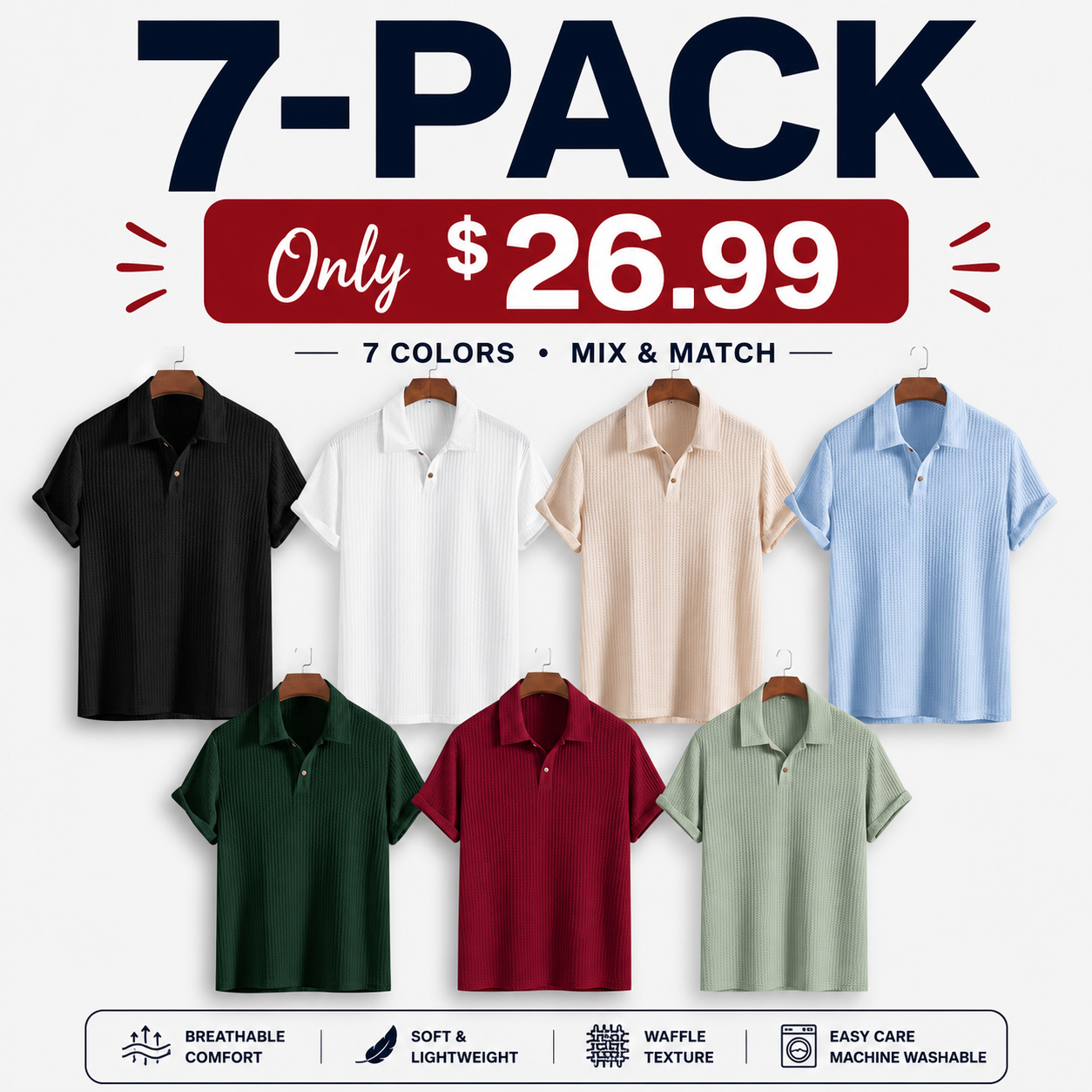 Men's Jacquard Knit Polo Shirt - Casual Summer Fit