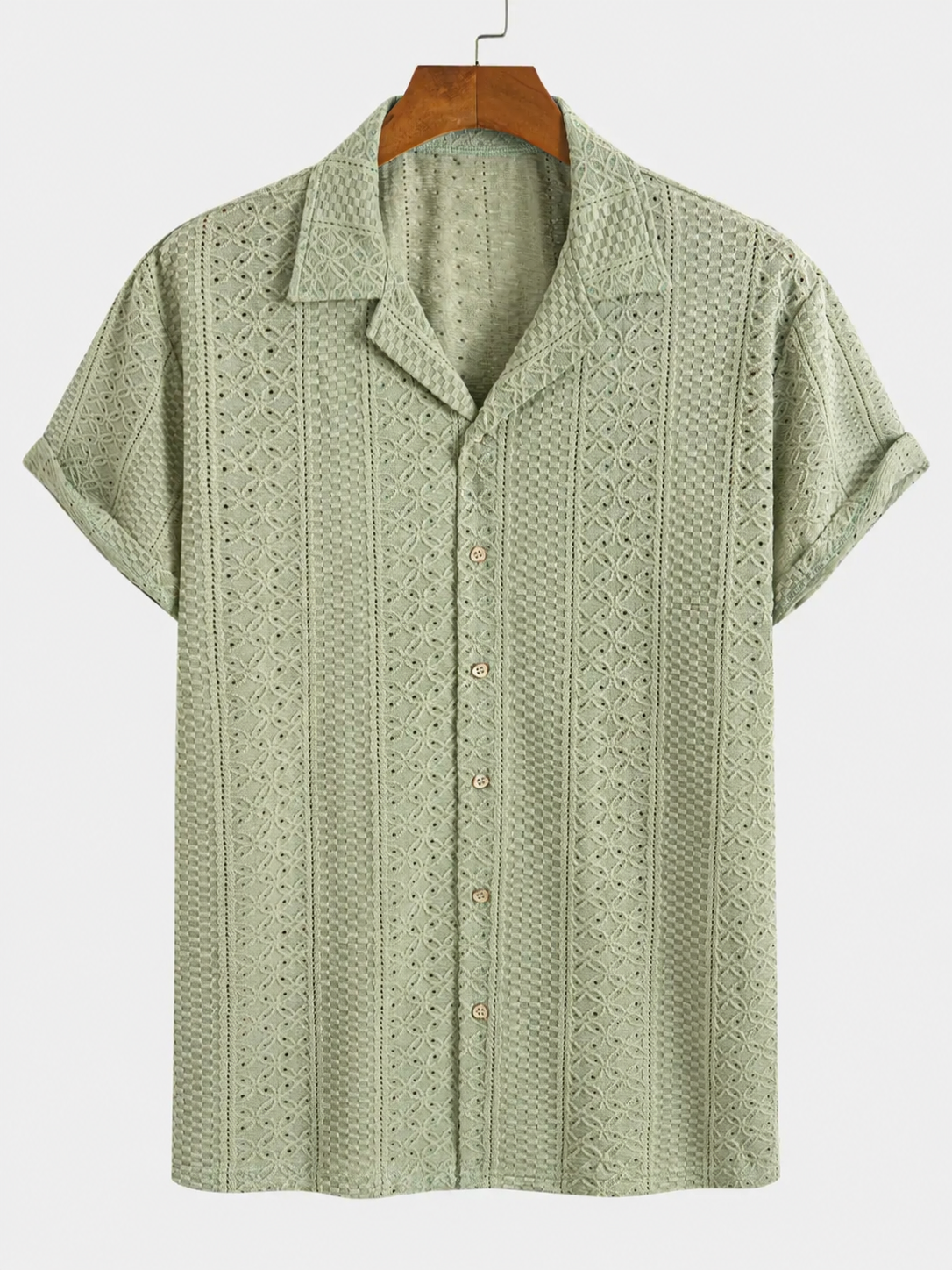 Men's Geometric Jacquard Short Sleeve Casual Party Shirt, Loose Breathable Relaxed Fit Casual Comfy Breathable Top for Summer, Men's Clothes for Daily Wear, Tropical, Casual Stylish Menswear, Knit Shirts