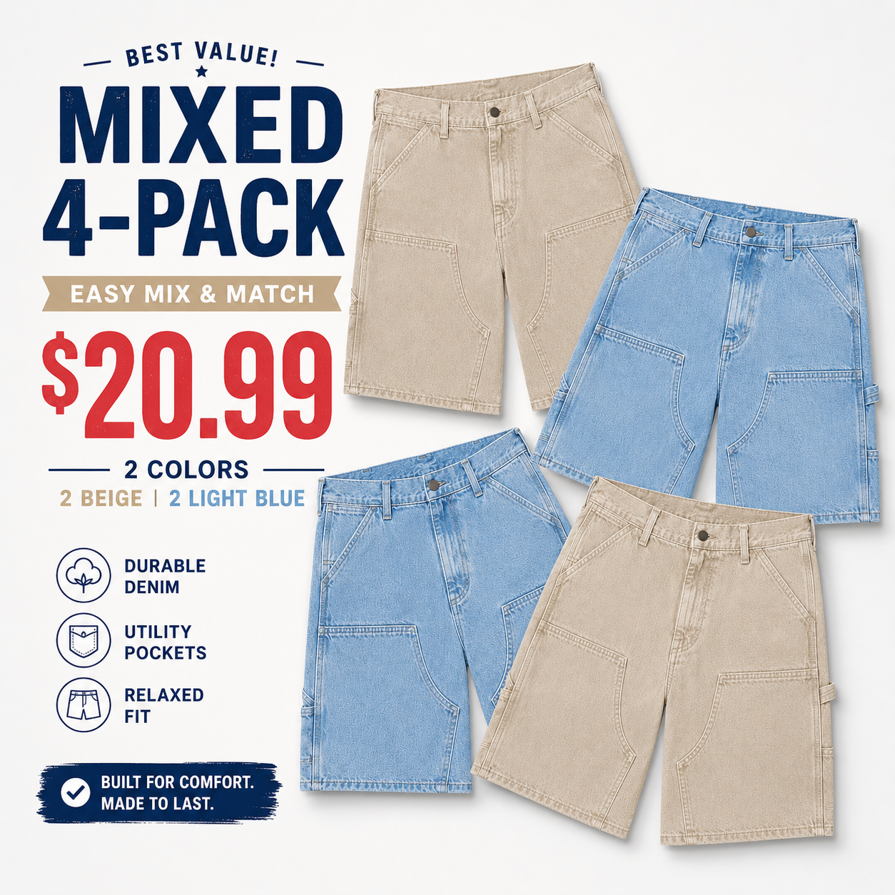 Men's Washed Utility Shorts
