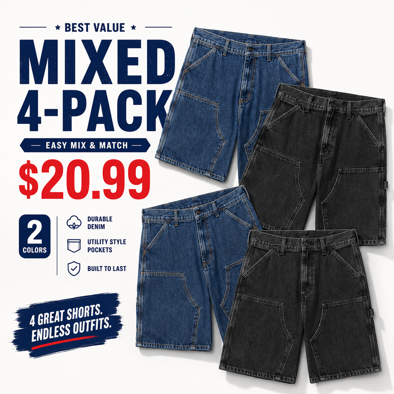 Men's Washed Utility Shorts