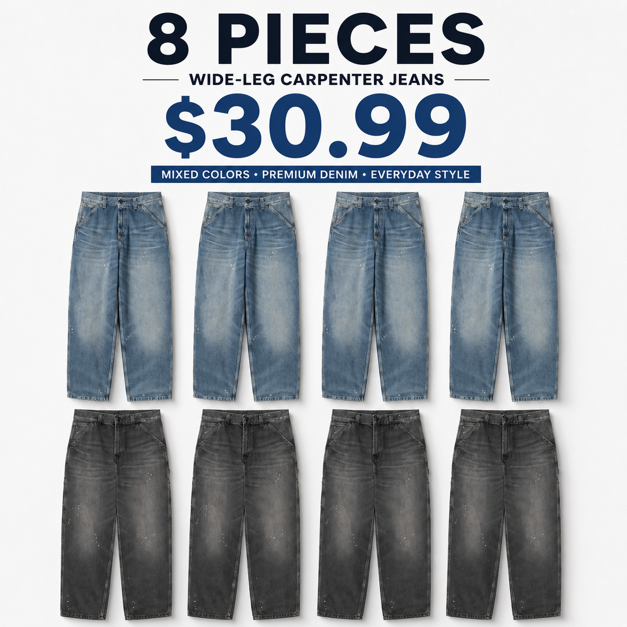 Men's straight-leg jeans with distressed stains