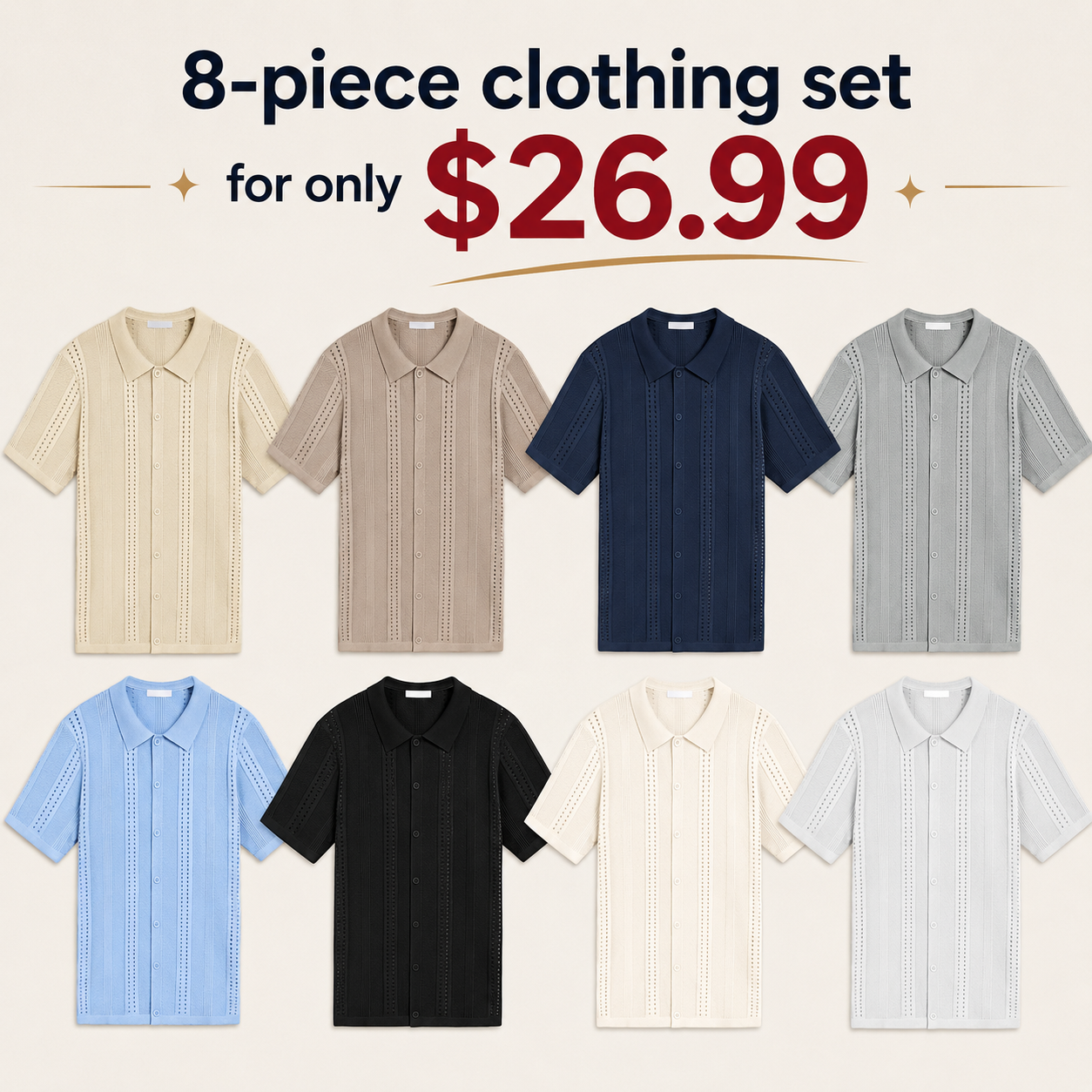 Men's Knit Short Sleeve Polo Shirt - Casual Summer Style