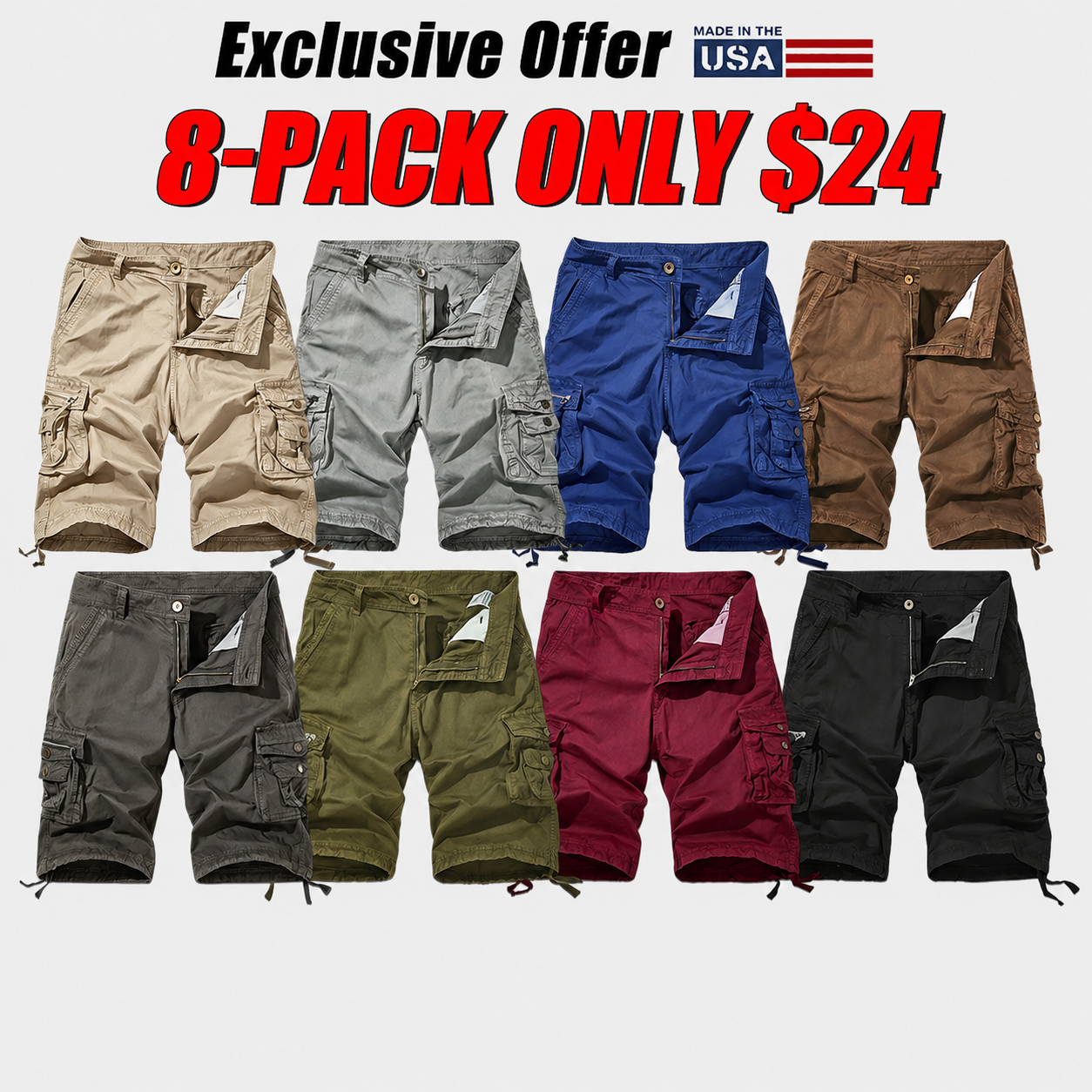 Men's Summer Loose Fit Cargo Shorts