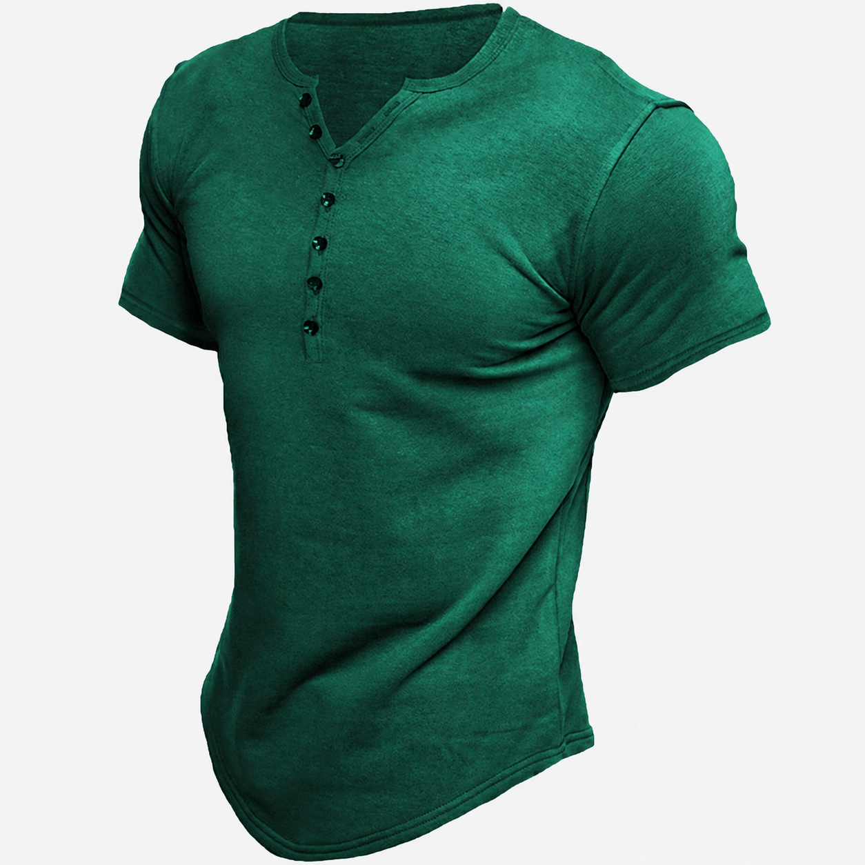 Men's T Shirt Tee Henley Top Short Sleeve Solid Color