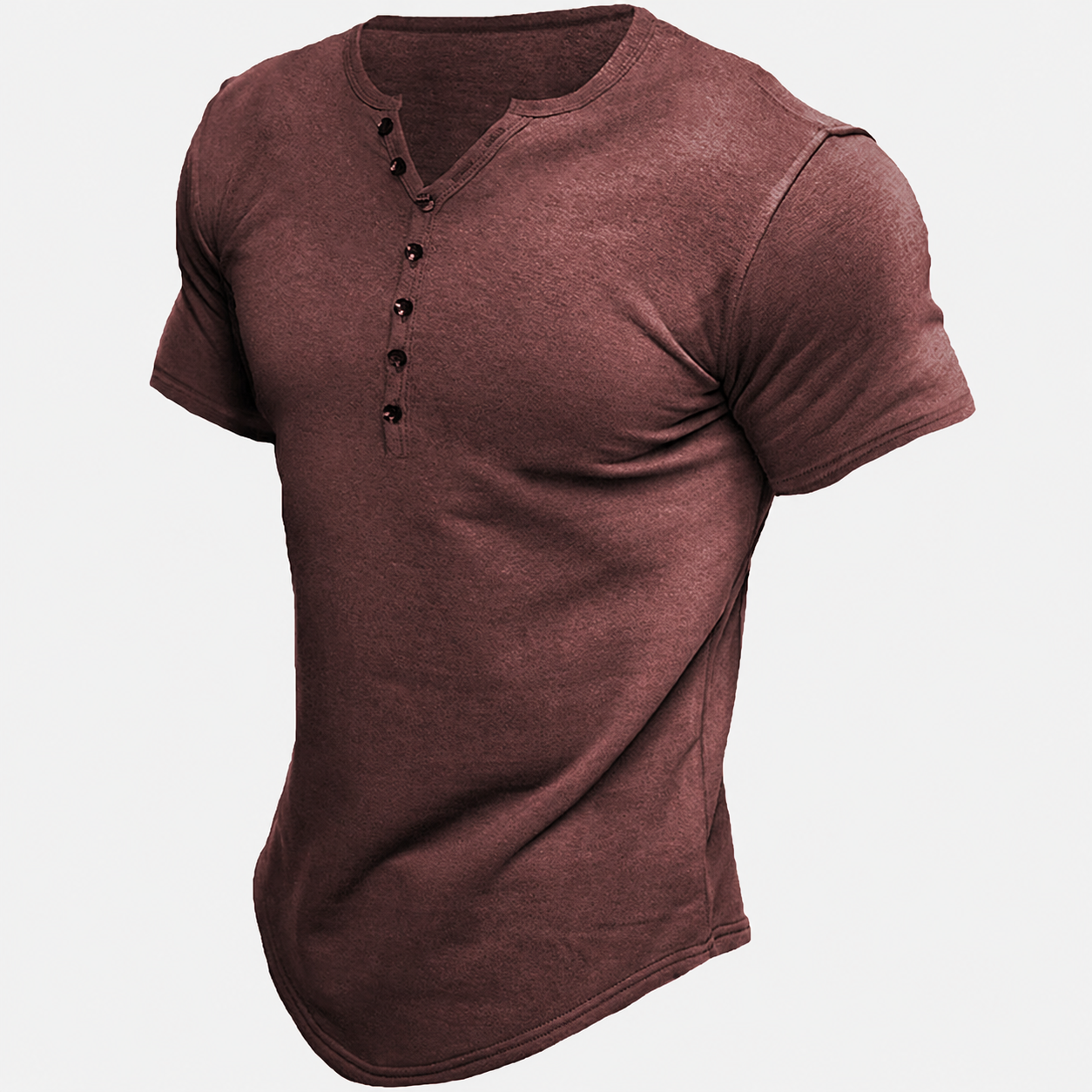 Men's T Shirt Tee Henley Top Short Sleeve Solid Color