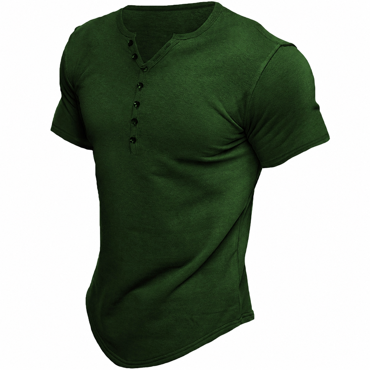 Men's T Shirt Tee Henley Top Short Sleeve Solid Color
