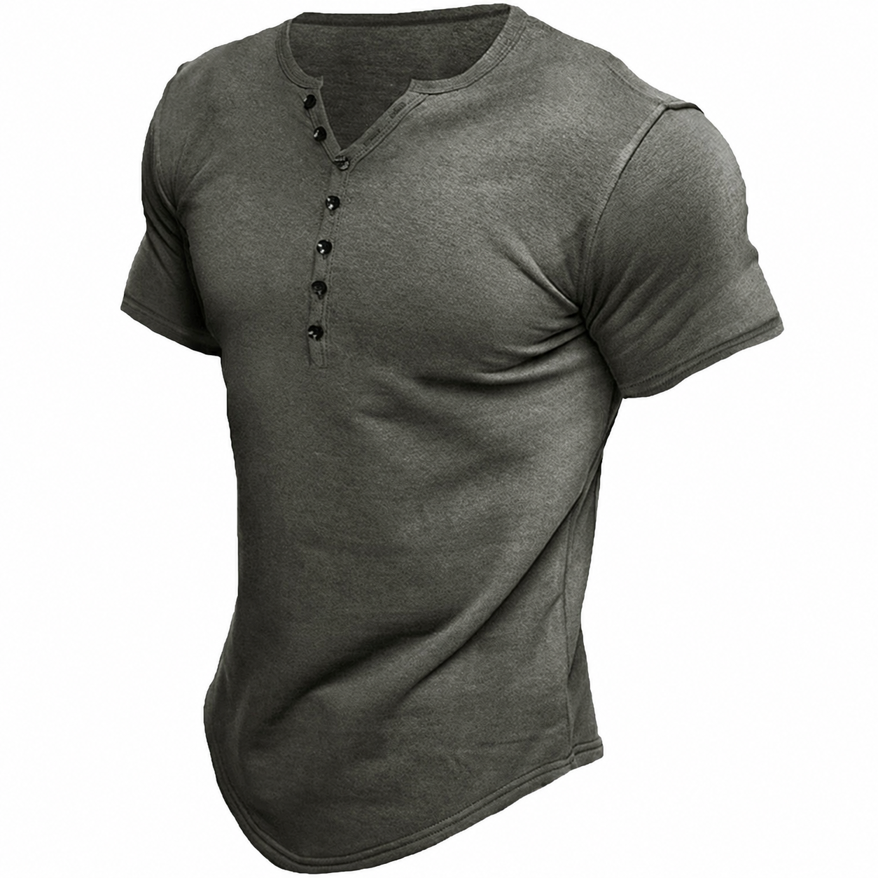 Men's T Shirt Tee Henley Top Short Sleeve Solid Color