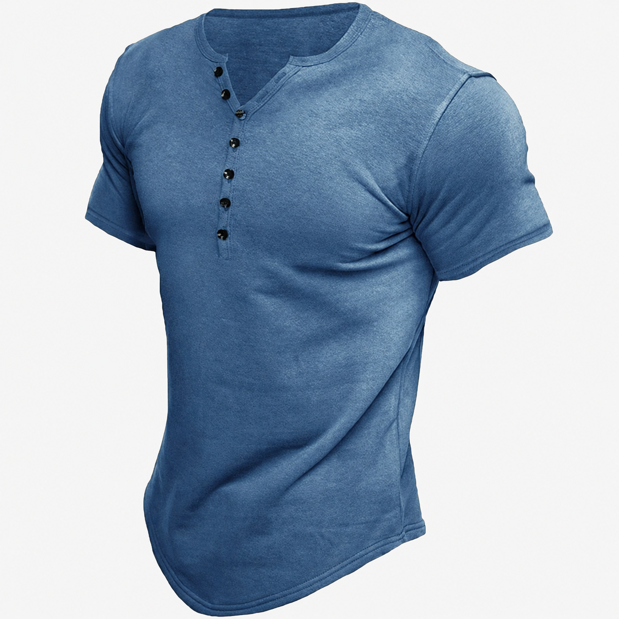 Men's T Shirt Tee Henley Top Short Sleeve Solid Color