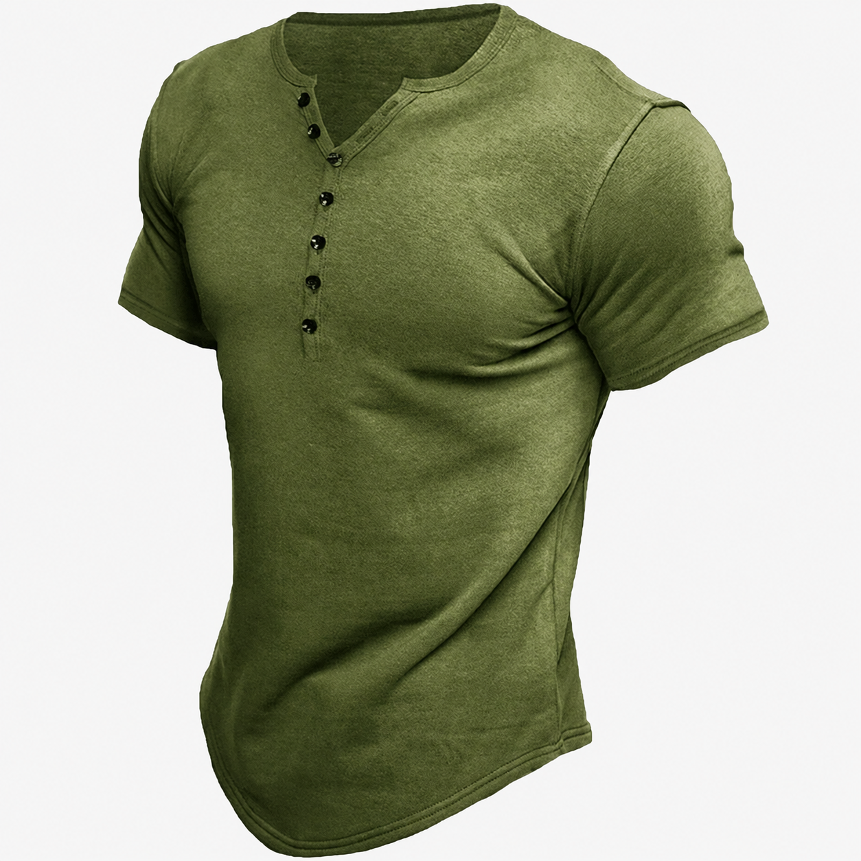 Men's T Shirt Tee Henley Top Short Sleeve Solid Color