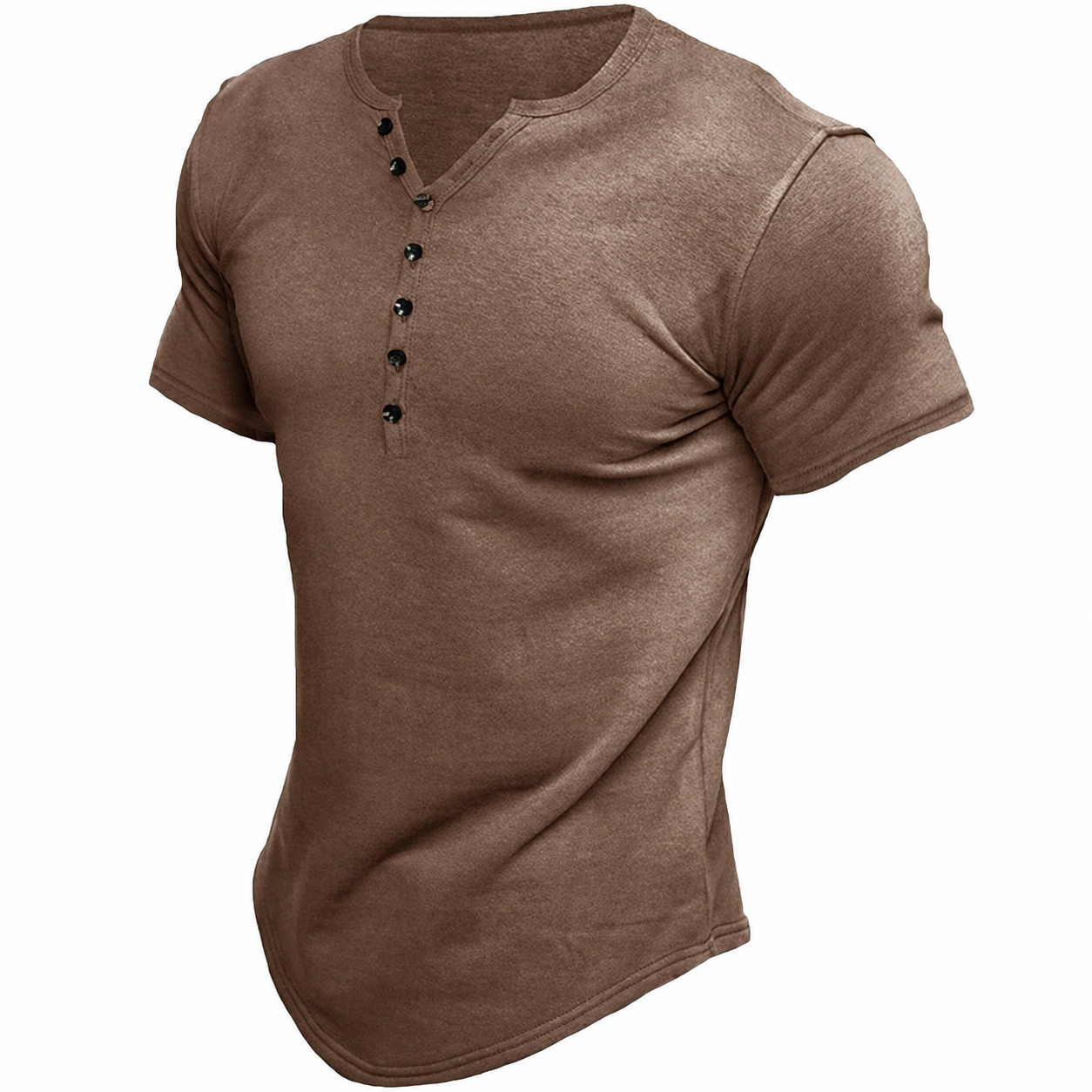 Men's T Shirt Tee Henley Top Short Sleeve Solid Color