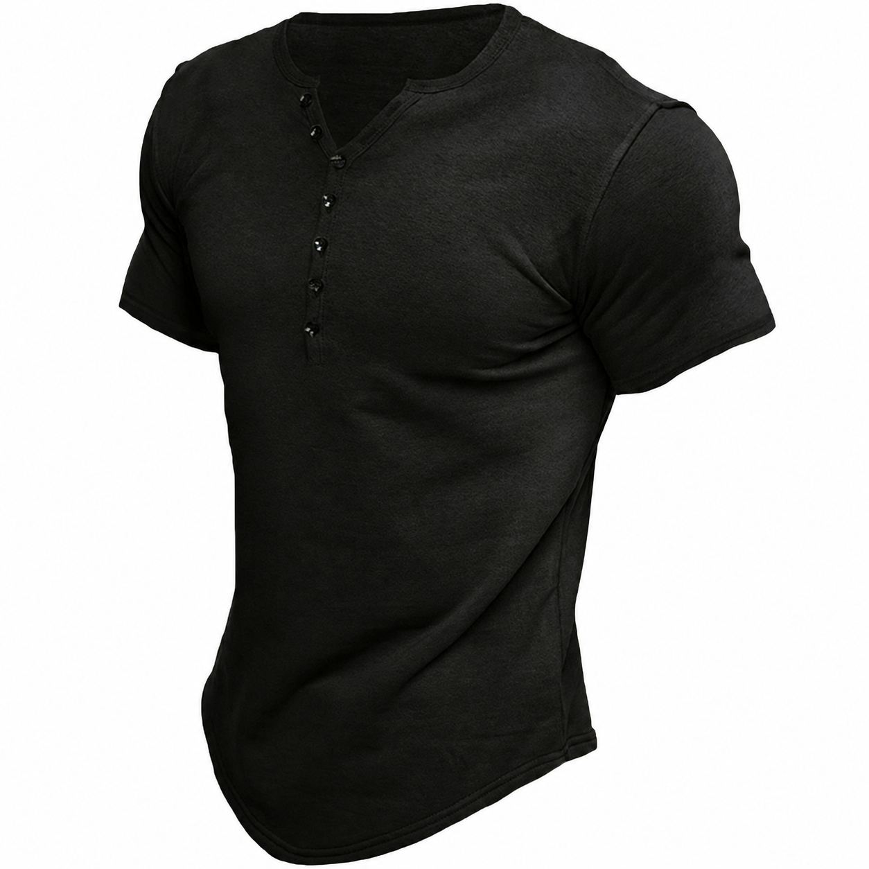Men's T Shirt Tee Henley Top Short Sleeve Solid Color