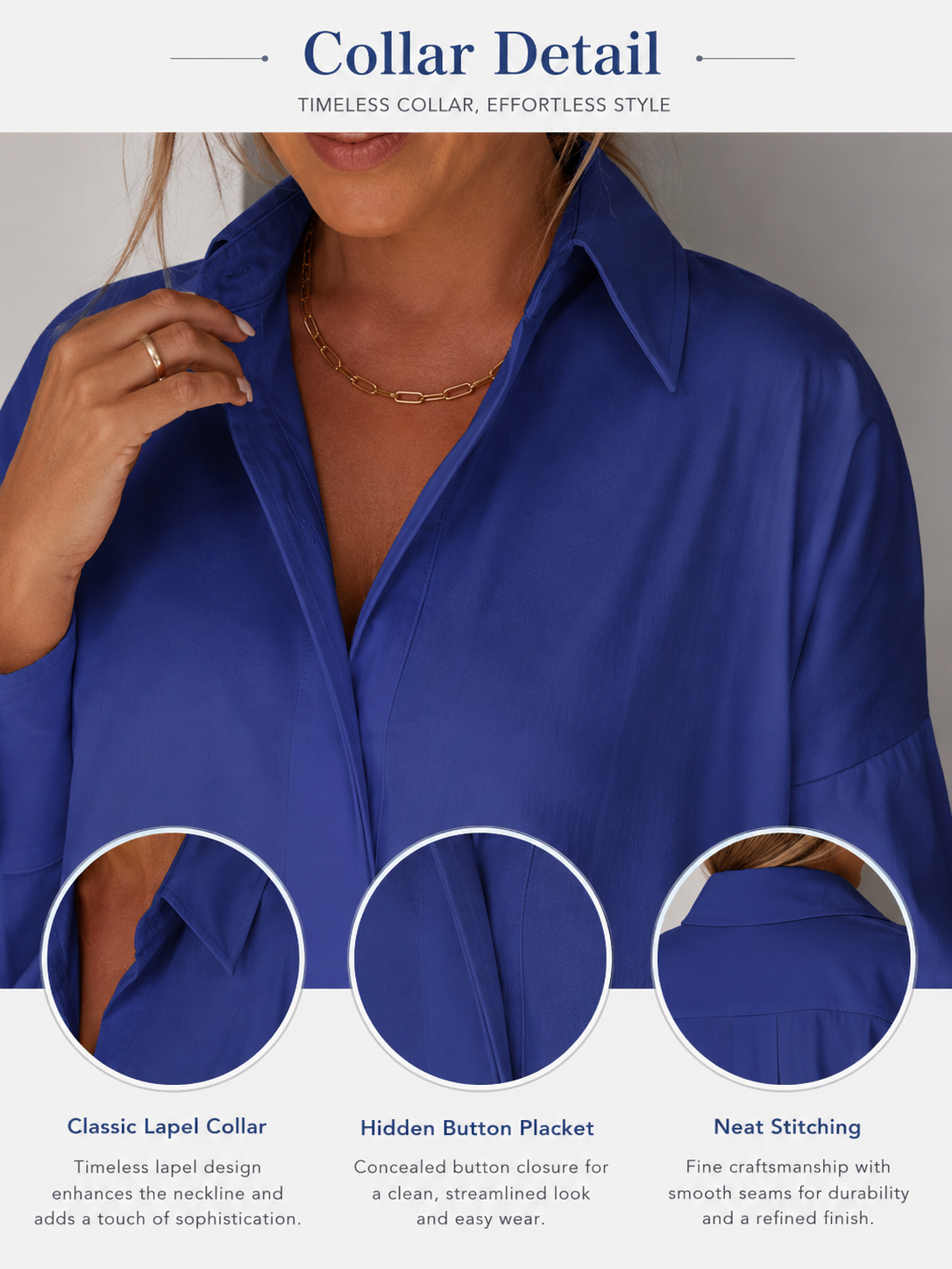 Women White Work Lapel Slit Shirt