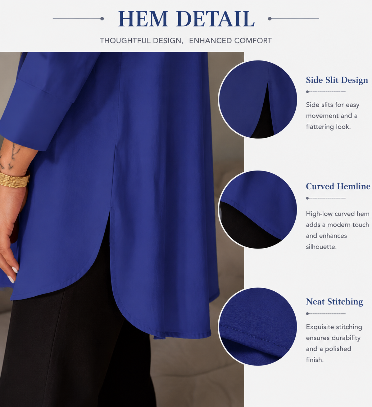 Women White Work Lapel Slit Shirt