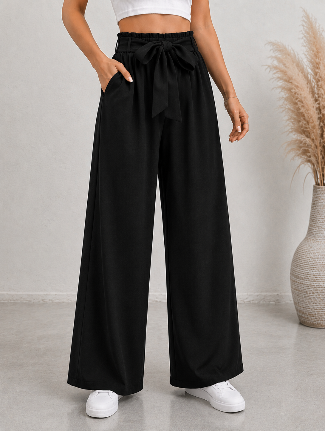 WOMEN'S HIGH-WAISTEDWIDE-LEG PANTS