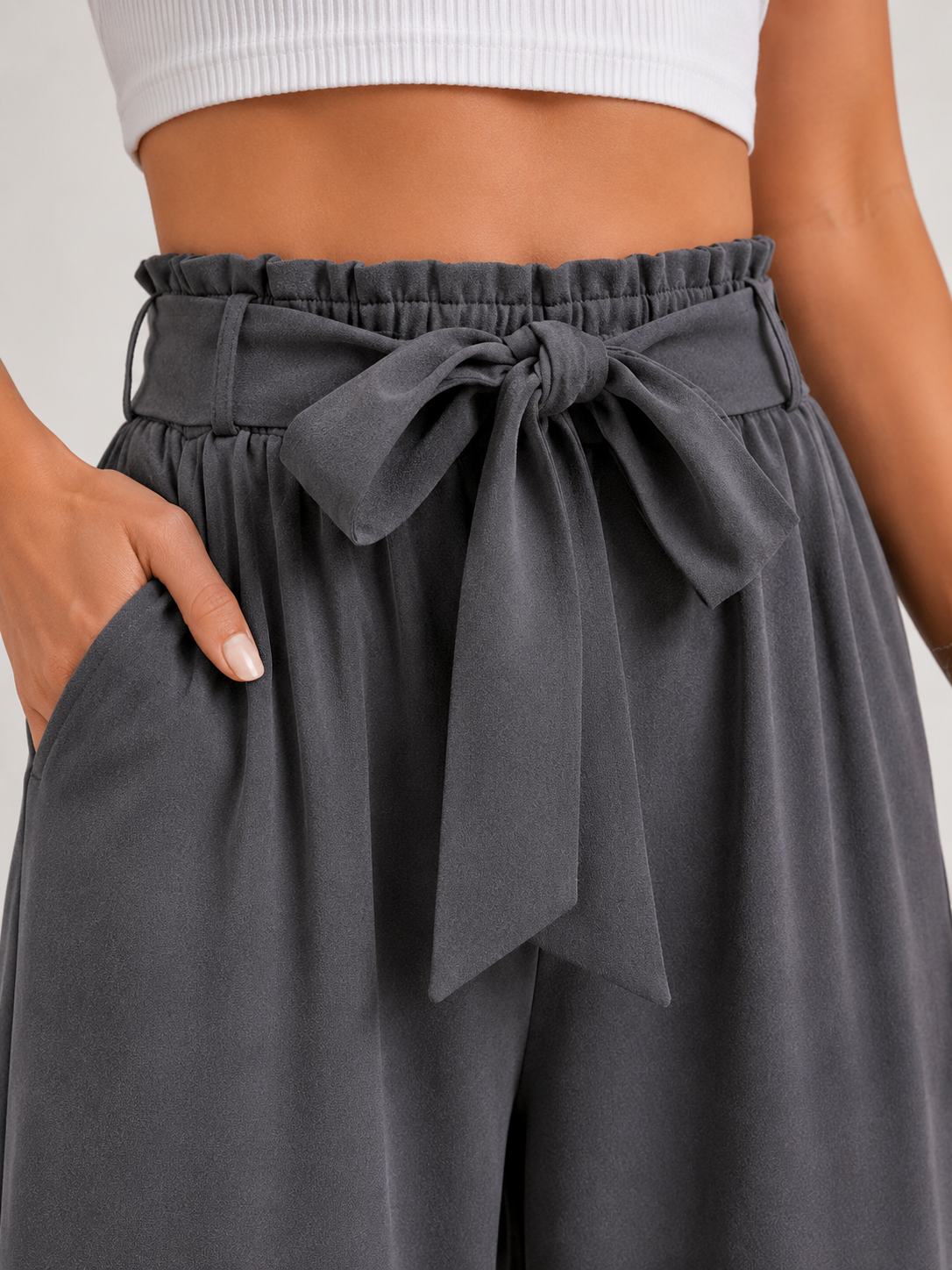WOMEN'S HIGH-WAISTEDWIDE-LEG PANTS