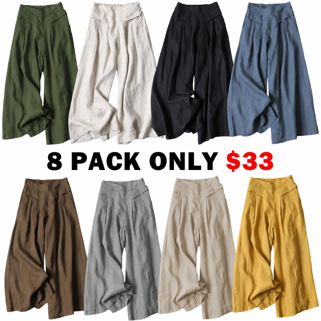 🔥Summer sale Women's Cotton Linen Culottes Pants