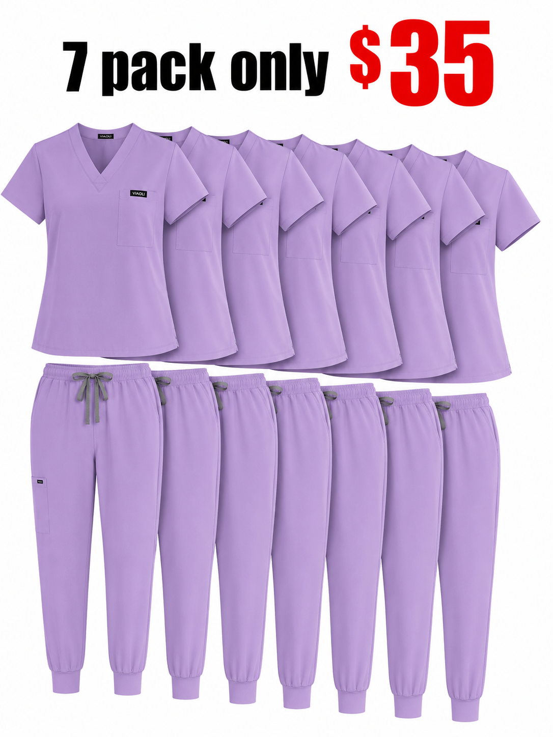 Women's Medical Scrubs Set, Anti-Pilling Lightweight Breathable Multi-Pocket Top & Side Pocket Jogger Pants for Hospital, Clinic & Spa Use Uniforms