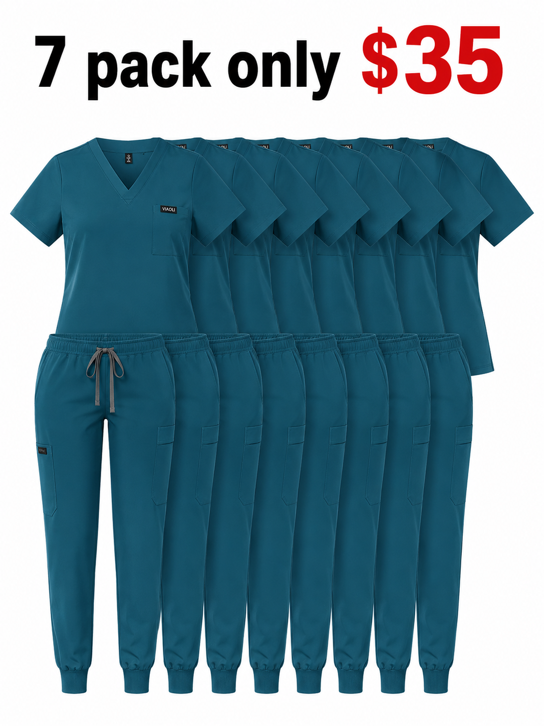 Women's Medical Scrubs Set, Anti-Pilling Lightweight Breathable Multi-Pocket Top & Side Pocket Jogger Pants for Hospital, Clinic & Spa Use Uniforms