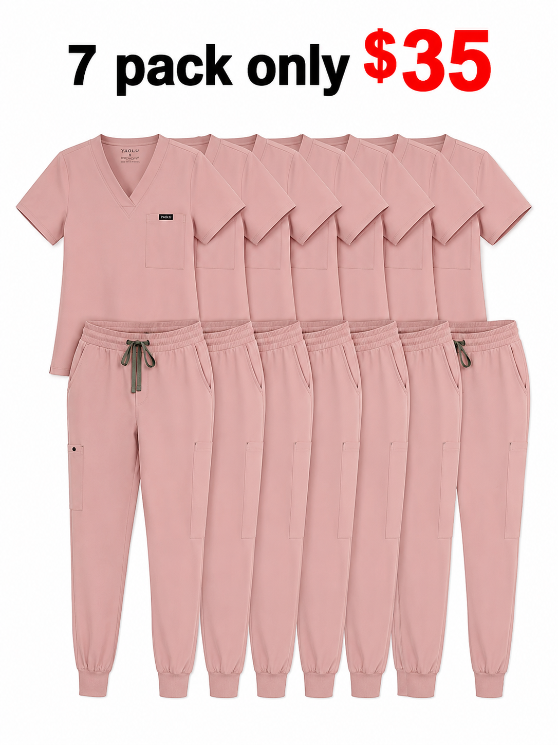 Women's Medical Scrubs Set, Anti-Pilling Lightweight Breathable Multi-Pocket Top & Side Pocket Jogger Pants for Hospital, Clinic & Spa Use Uniforms