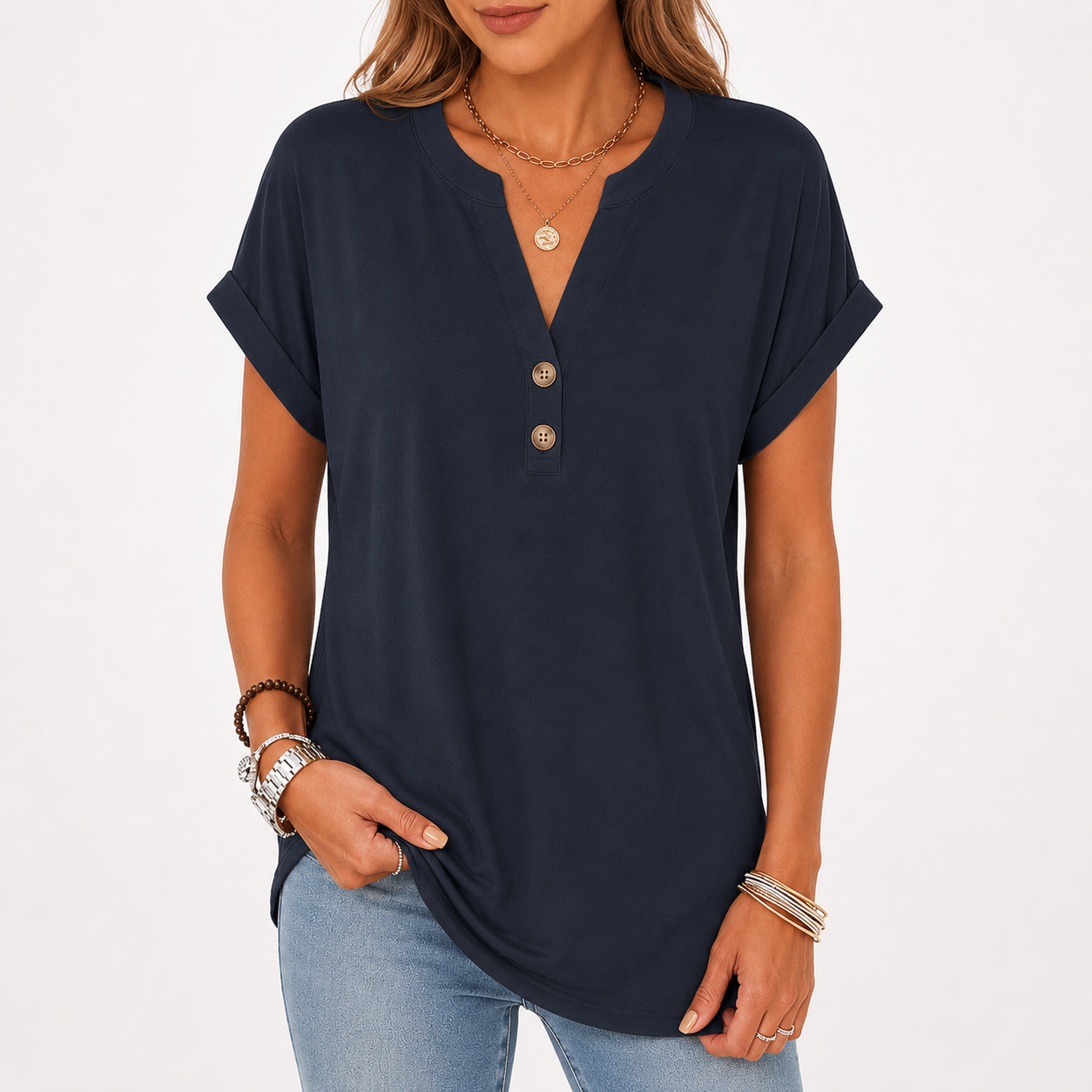 V-neck short-sleeve top