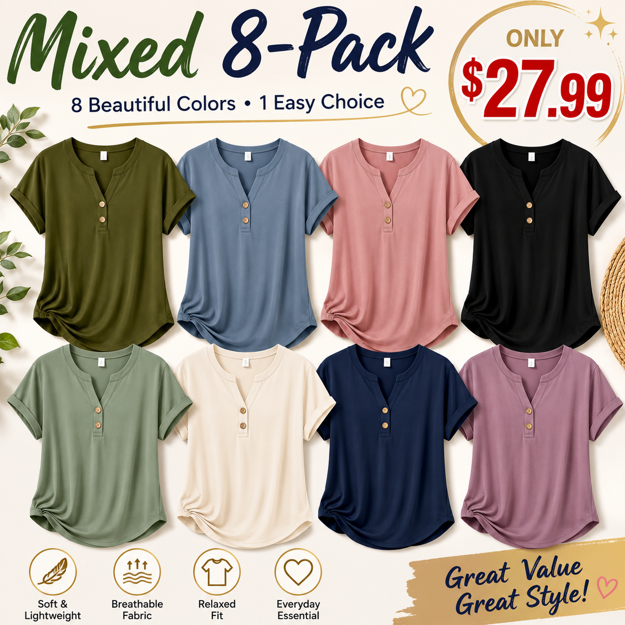 V-neck short-sleeve top
