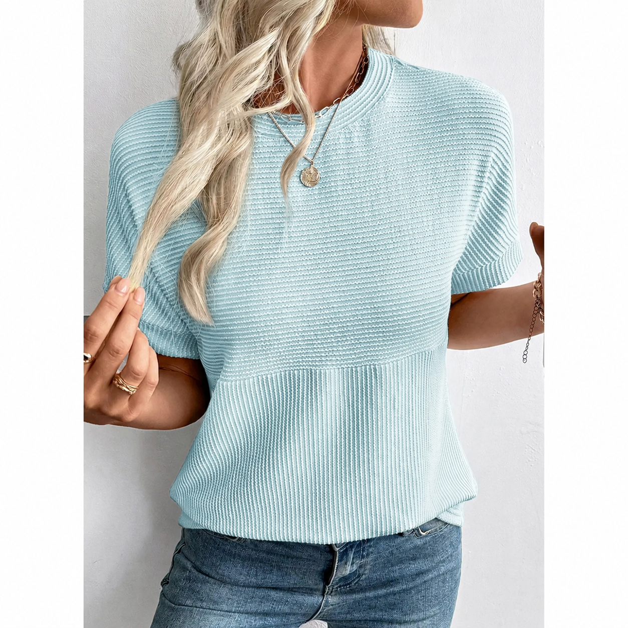 Women's Ribbed Knit Summer T-Shirts