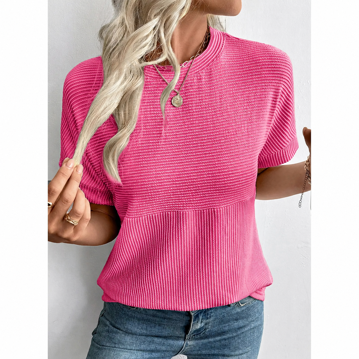 Women's Ribbed Knit Summer T-Shirts