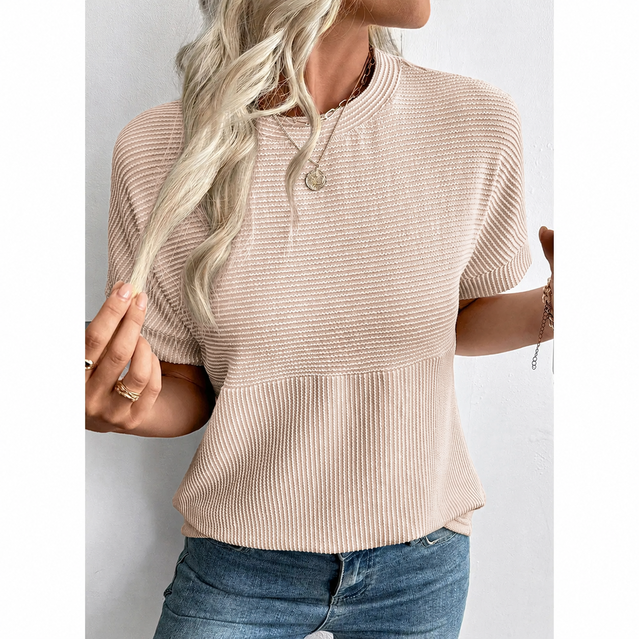 Women's Ribbed Knit Summer T-Shirts