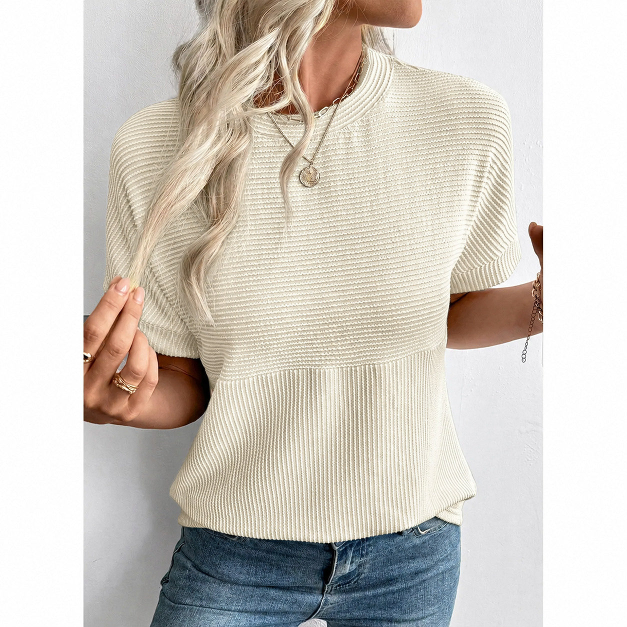 Women's Ribbed Knit Summer T-Shirts