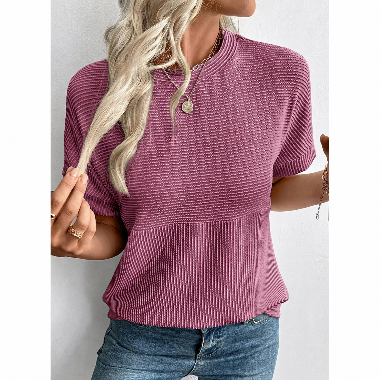 Women's Ribbed Knit Summer T-Shirts