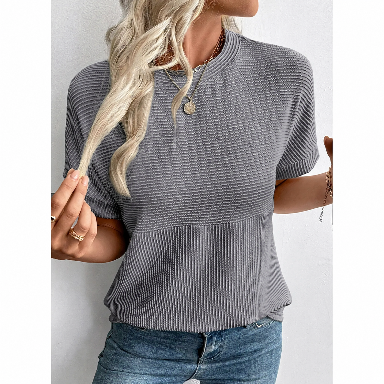 Women's Ribbed Knit Summer T-Shirts