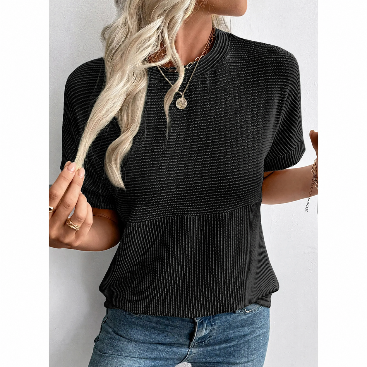 Women's Ribbed Knit Summer T-Shirts