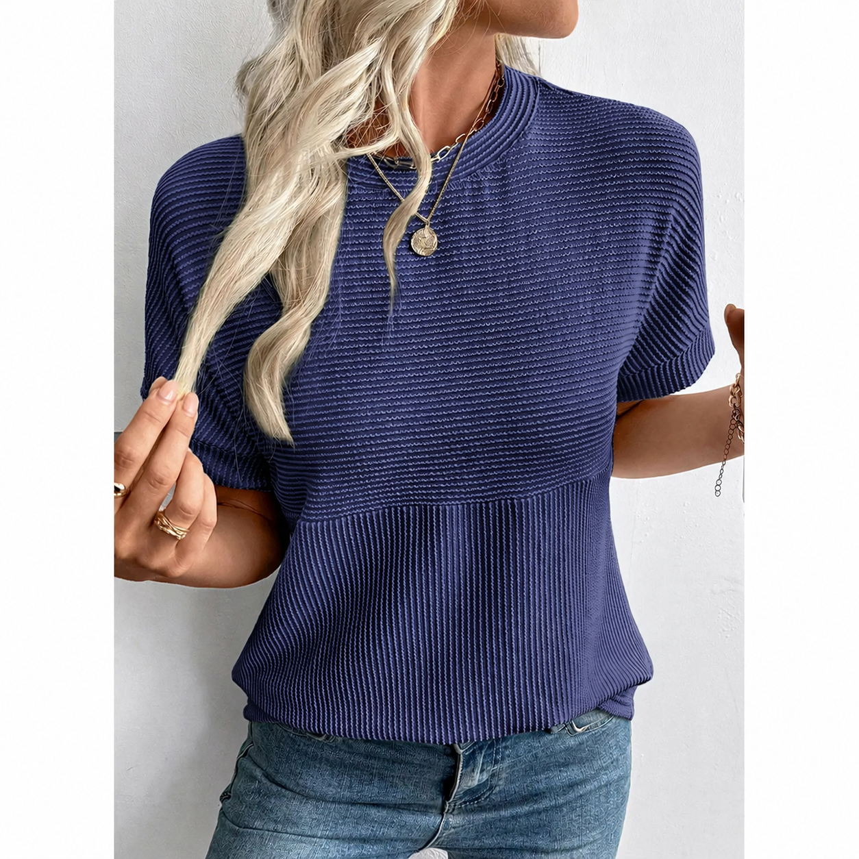 Women's Ribbed Knit Summer T-Shirts