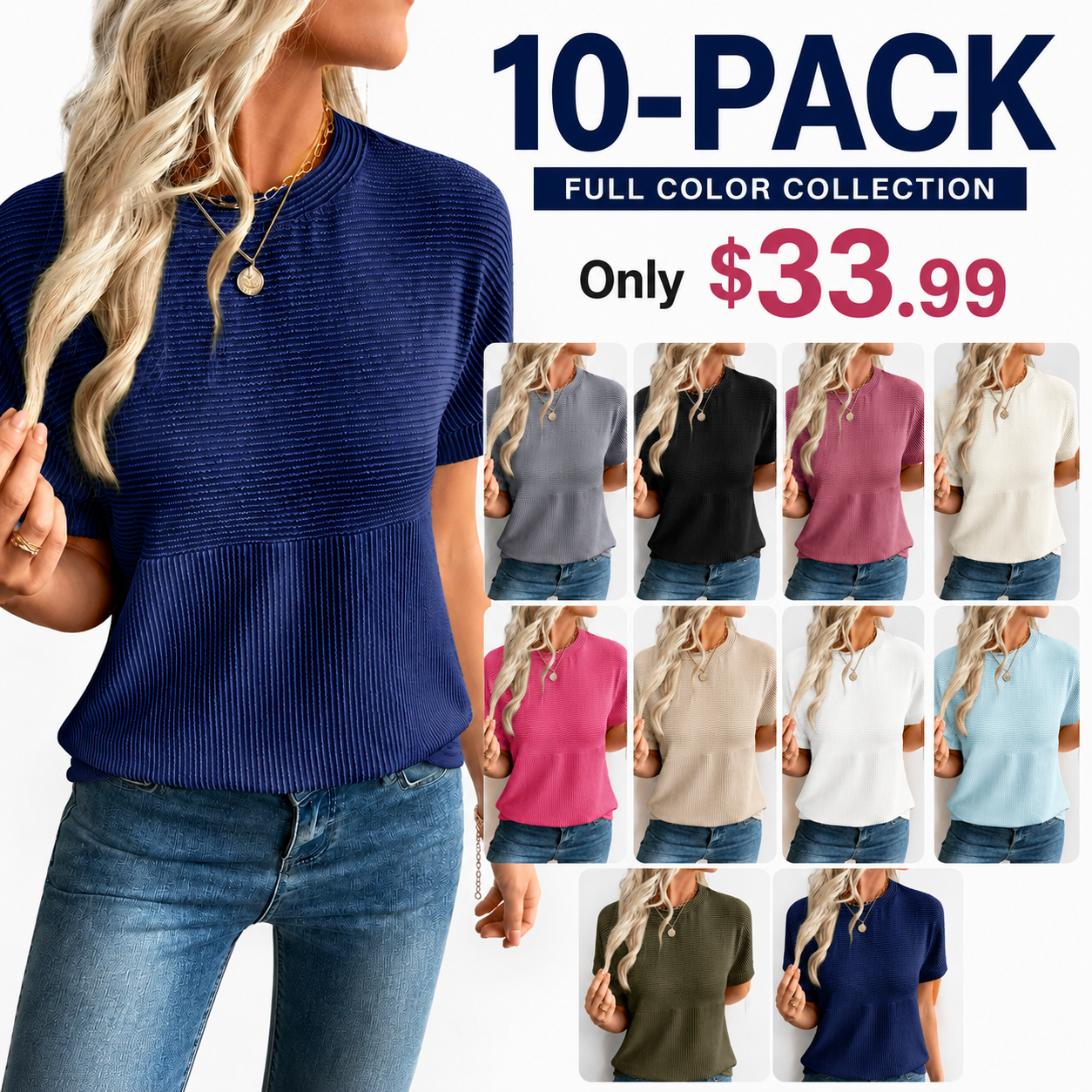 Women's Ribbed Knit Summer T-Shirts