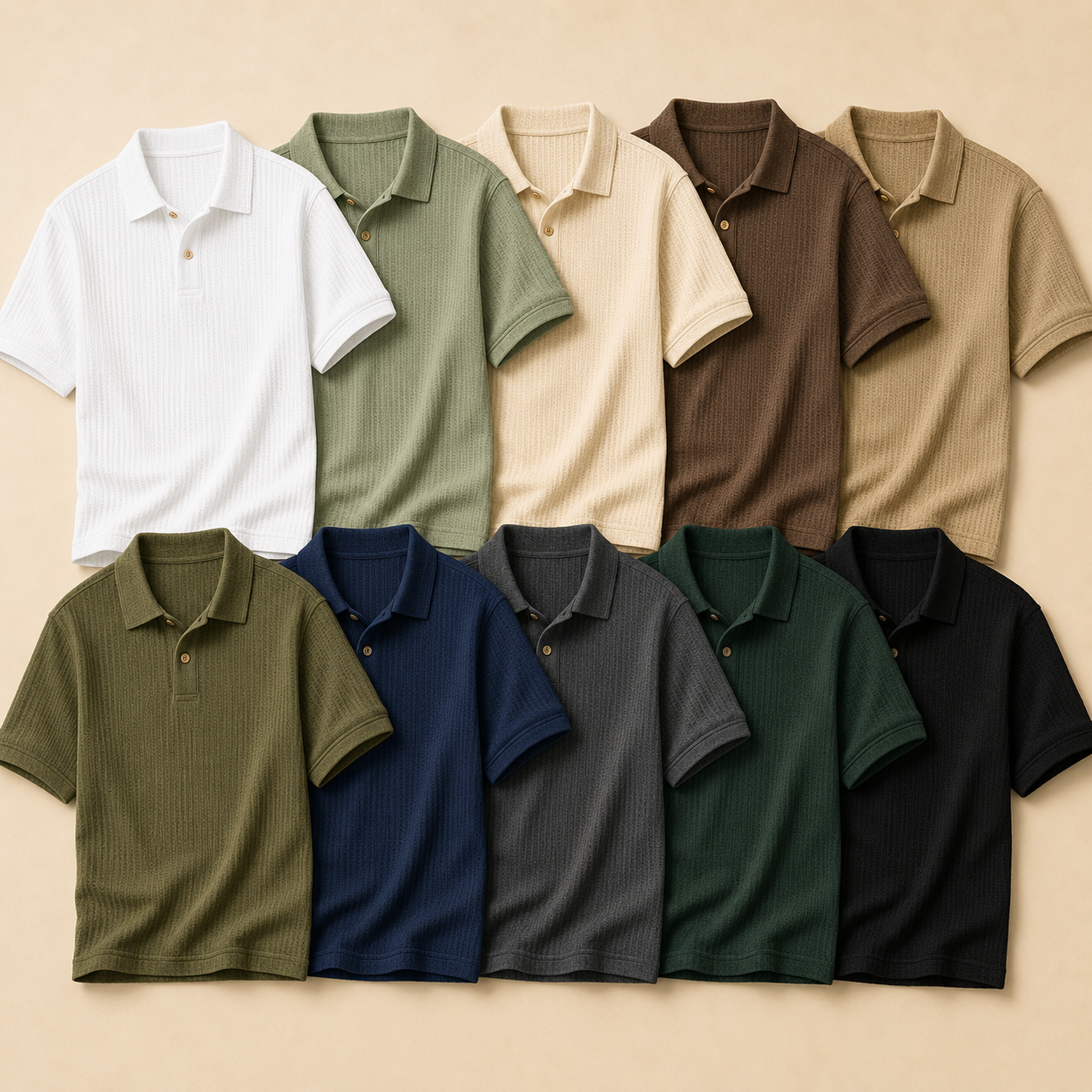 Men’s Waffle Textured Short Sleeve Polo Shirt
