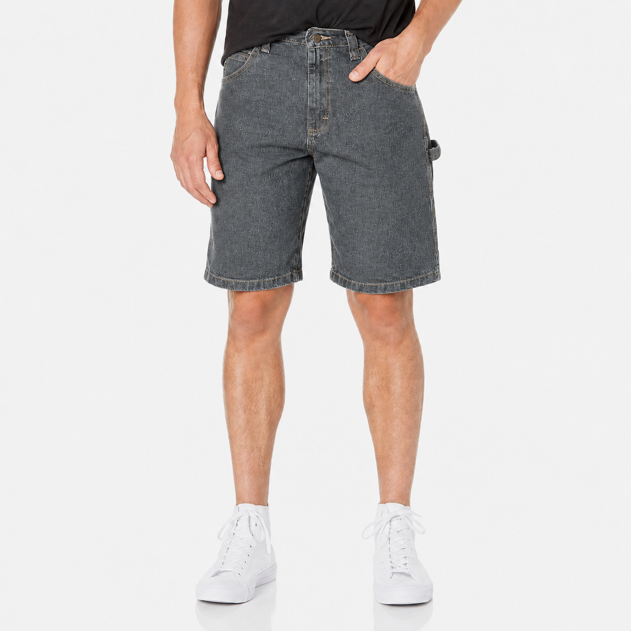 Slate Grey Denim carpenter shorts front view