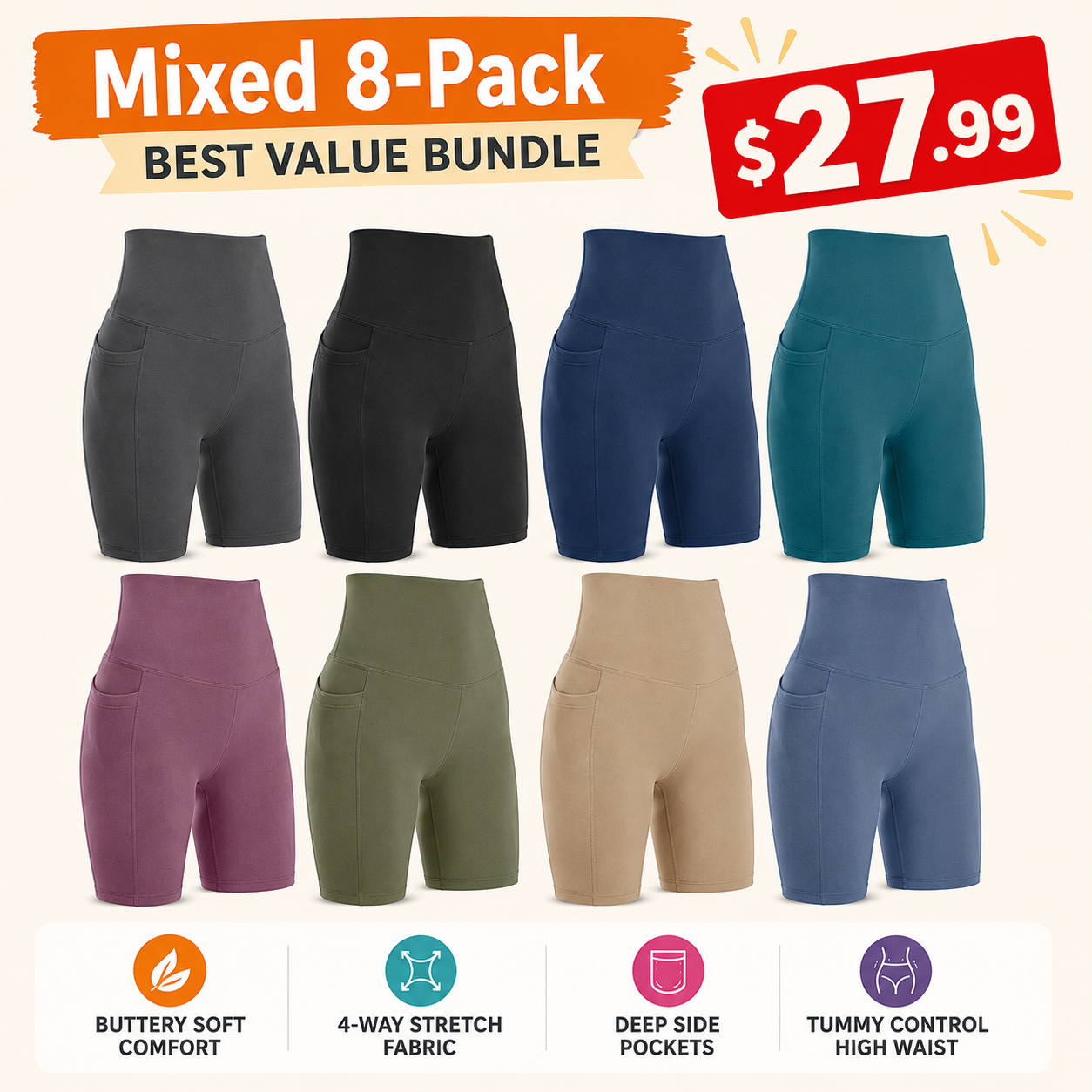 Women's Cycling Shorts with Pockets