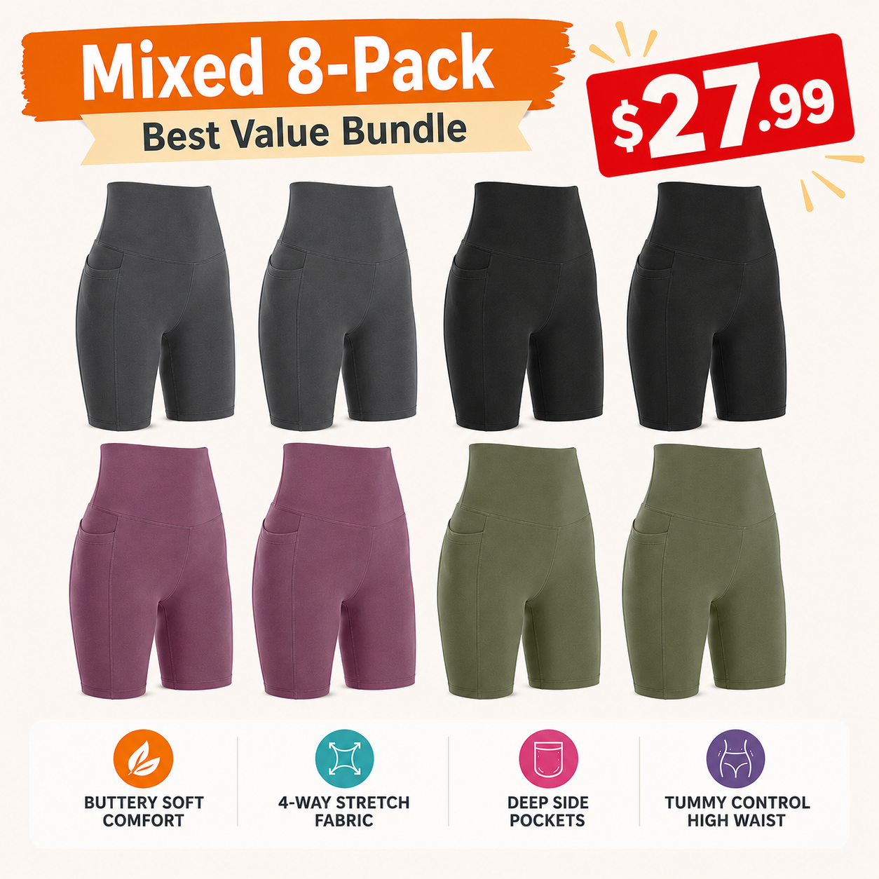 Women's Cycling Shorts with Pockets