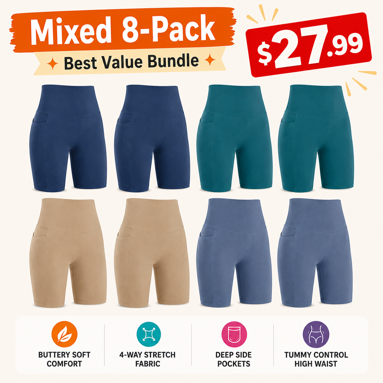 Women's Cycling Shorts with Pockets
