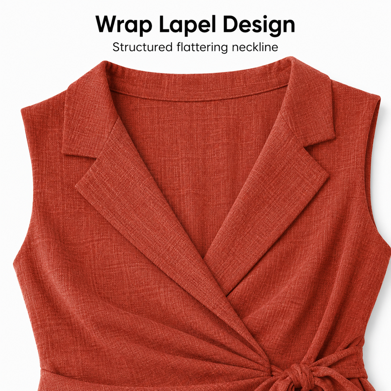 Wrap lapel detail on sleeveless blazer romper